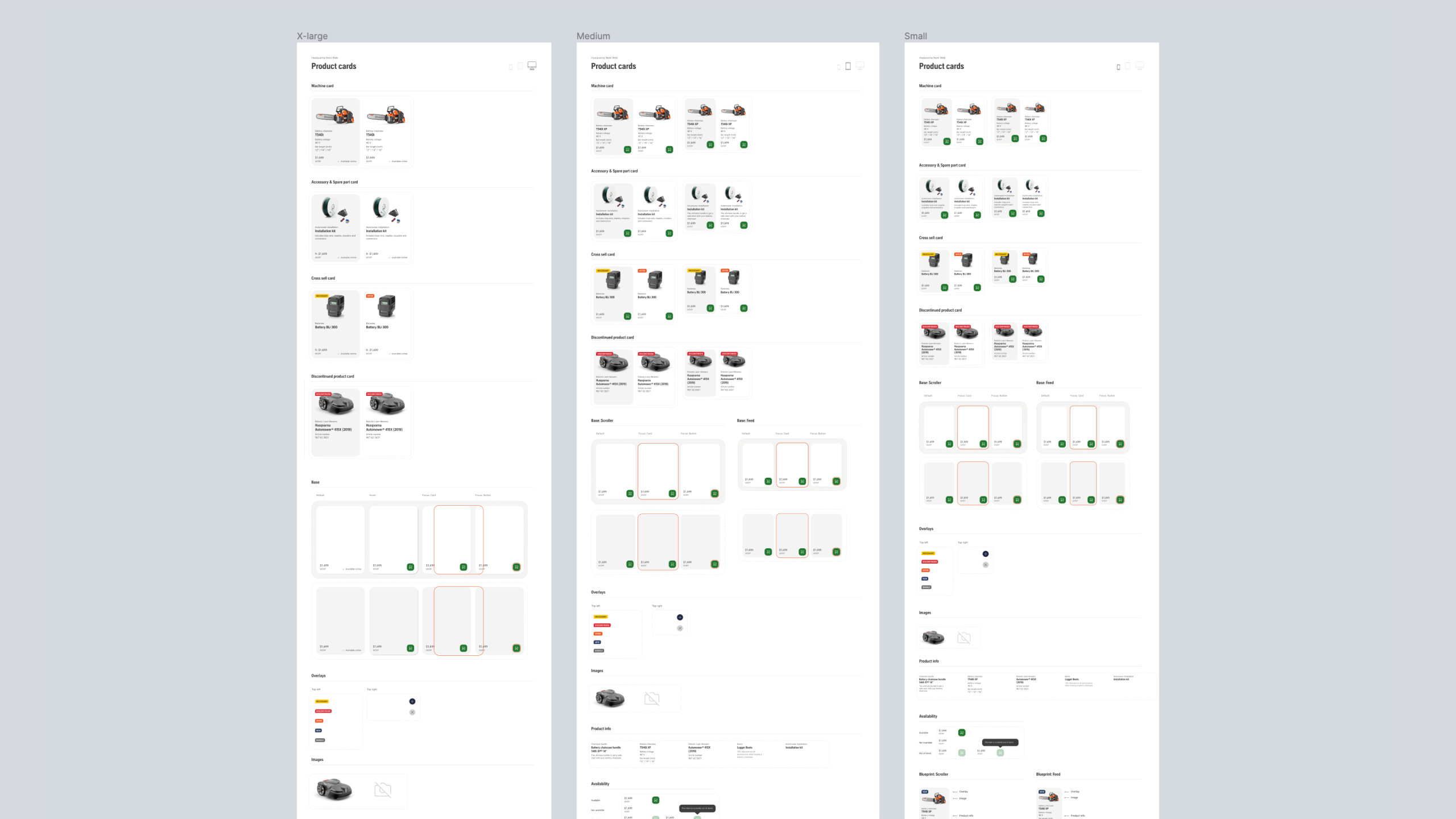 An overview of the Husqvarna design system in Figma, showing many components