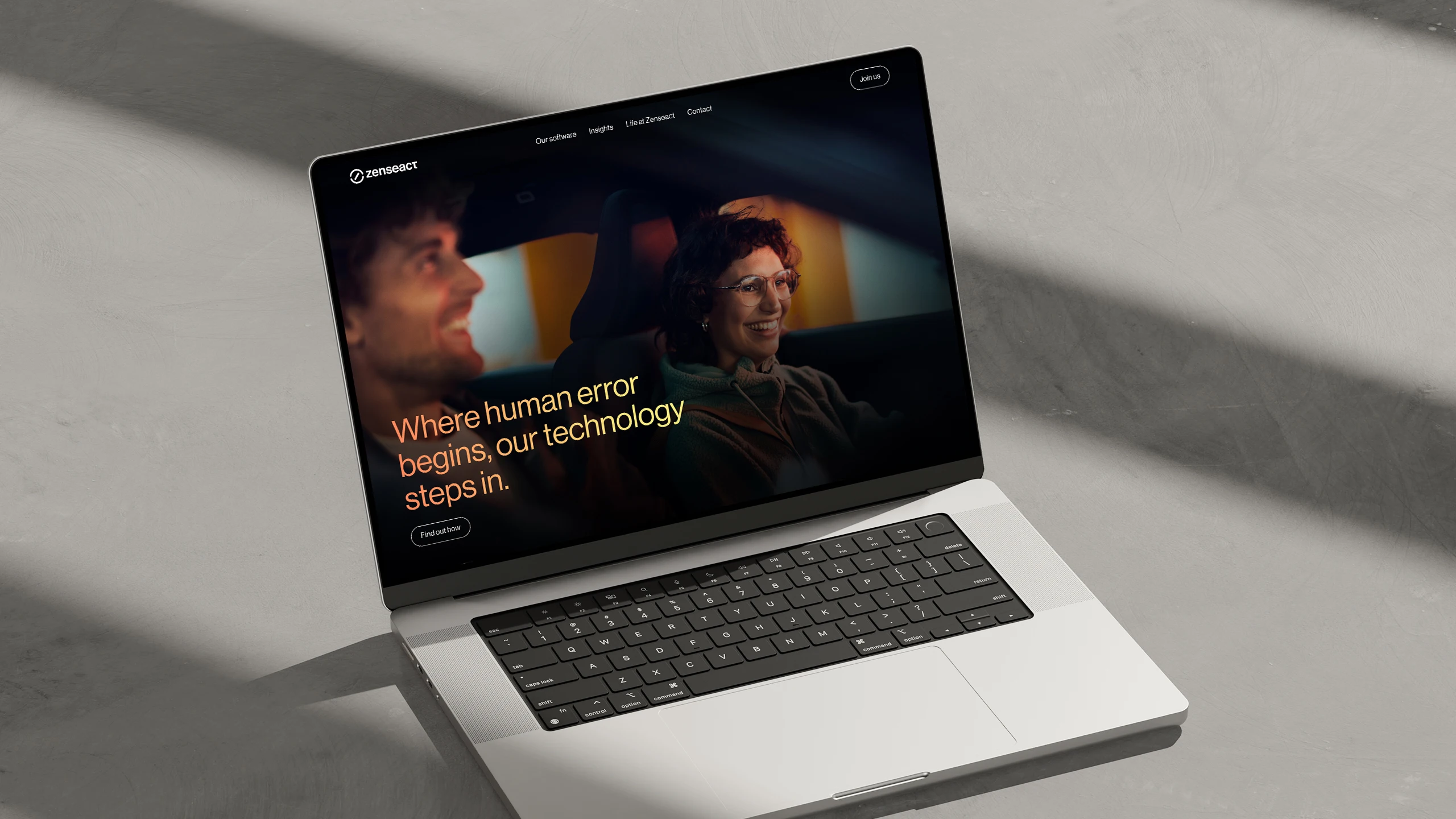 The start page of the new Zenseact website shown on a laptop