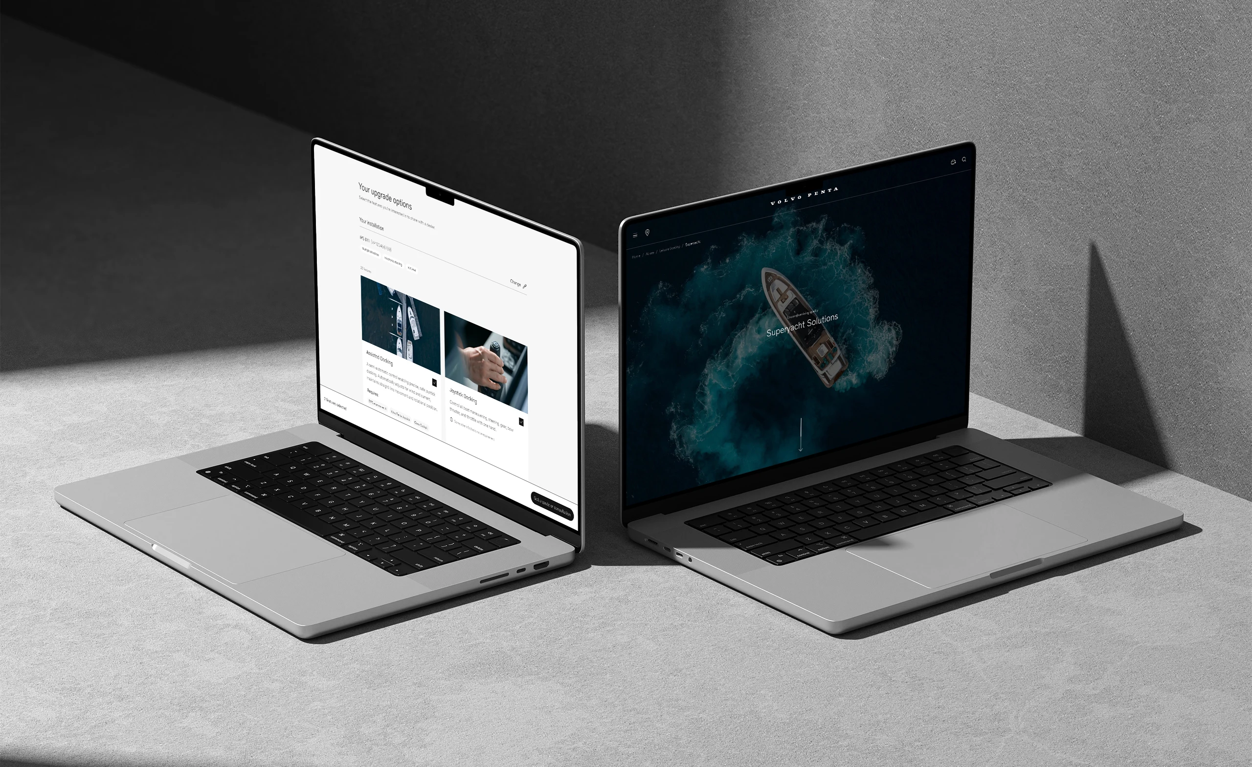 The redesigned Volvo Penta website shown in a mockup