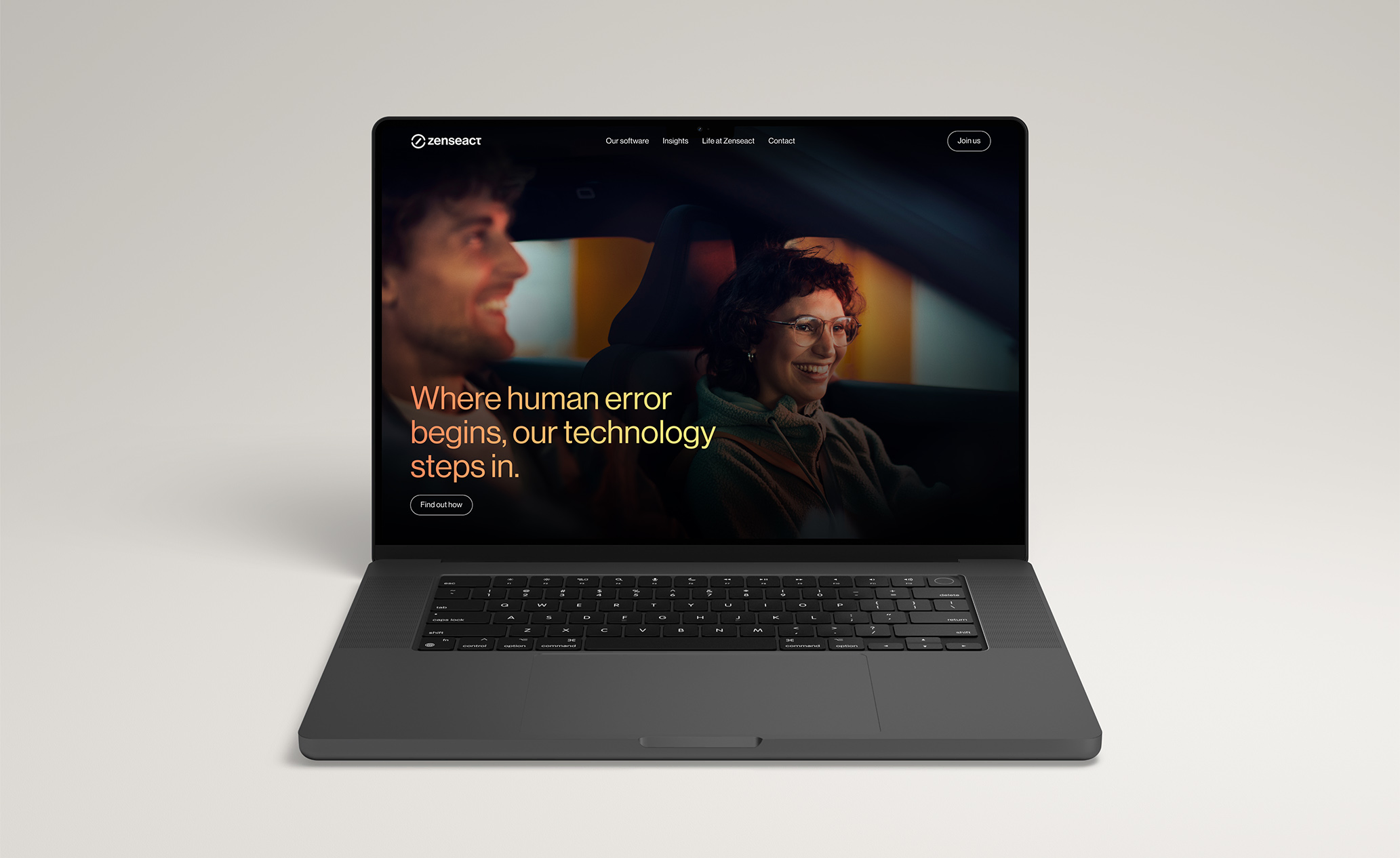 The start page of the new Zenseact website shown on a laptop